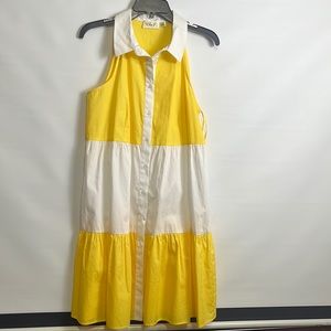 NWT. Eliza j. Yellow/white sleeveless dress